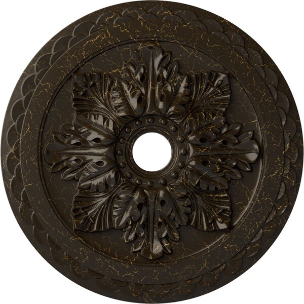 Ekena Millwork Bordeaux Deluxe Ceiling Medallion (Canopies up to 4"), 23 5/8"OD x 3"ID x 2"P, Stone Hearth Crackle CM23BOSHC - main